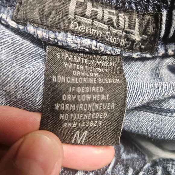 Thrill Denim Jogger Pants Elastic Waist Drawstring Stretch Womens M/31 Acid Wash - Picture 4 of 10